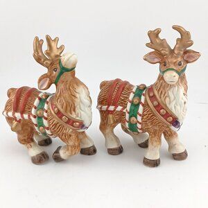 Fitz & Floyd Candy Lane Reindeer Salt & Pepper Vintage Christmas Decor